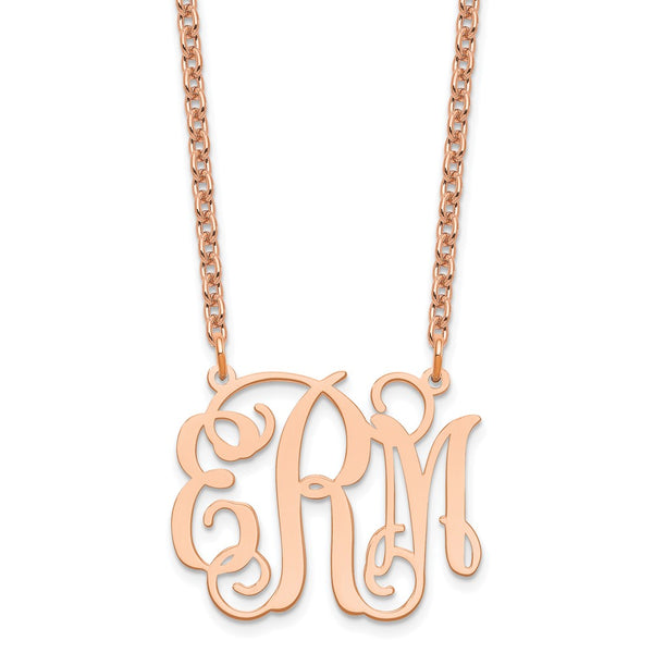 Sterling Silver/Rose-plated Monogram Necklace-WBC-XNA534RP