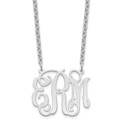 Sterling Silver/Rhodium-plated Monogram Necklace-WBC-XNA534SS