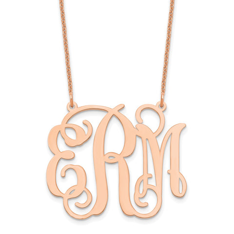 14KR Polished Monogram Necklace-WBC-XNA535R