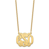 SS/Gold-plated Medium Polished Etched Outline Monogram Necklace-WBC-XNA540GP