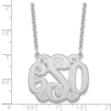 SS/Rhodium-plated Medium Etched Outline Monogram Necklace-WBC-XNA540SS