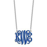 Sterling Silver/Rhodium-plated Large Epoxied Monogram Necklace-WBC-XNA545SS