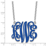 Sterling Silver/Rhodium-plated Large Epoxied Monogram Necklace-WBC-XNA545SS