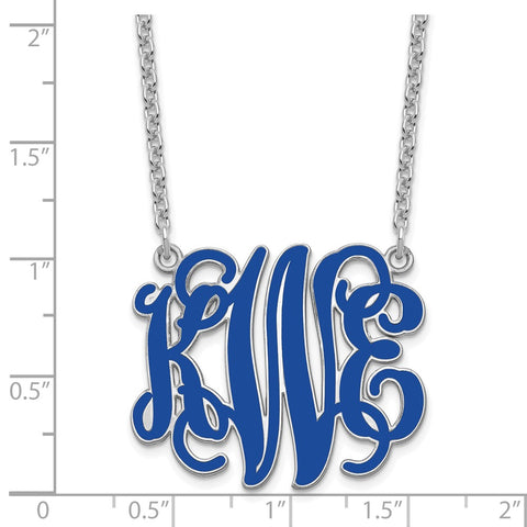 Sterling Silver/Rhodium-plated Large Epoxied Monogram Necklace-WBC-XNA545SS