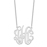 Sterling Silver/Rhodium-plated Large Polished Monogram Necklace-WBC-XNA549SS