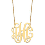 Sterling Silver/Rhodium-plated Extra Large Monogram Necklace-WBC-XNA550GP