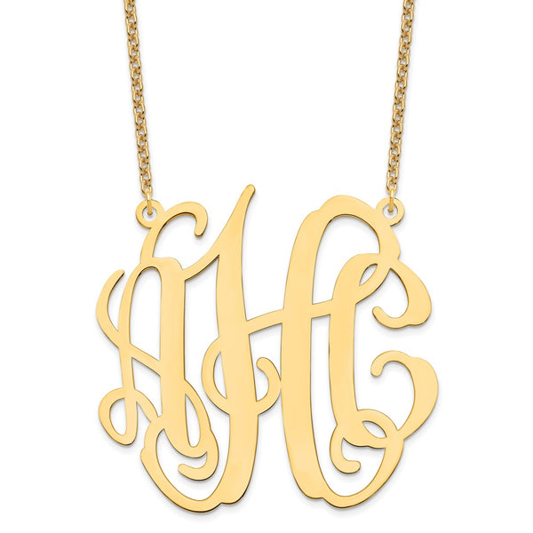 Sterling Silver/Rhodium-plated Extra Large Monogram Necklace-WBC-XNA550GP