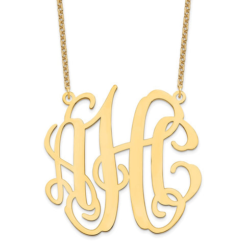 Sterling Silver/Rhodium-plated Extra Large Monogram Necklace-WBC-XNA550GP