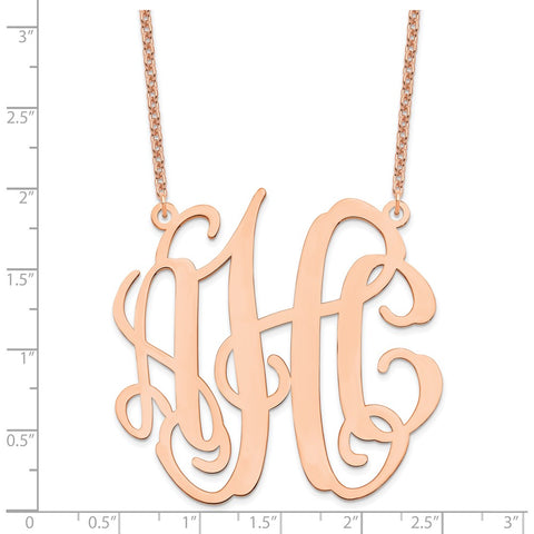 Sterling Silver/Rose-plated Extra Large Monogram Necklace-WBC-XNA550RP