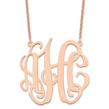 Sterling Silver/Rose-plated Extra Large Monogram Necklace-WBC-XNA550RP