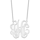 Sterling Silver/Rhodium-plated Extra large Monogram Necklace-WBC-XNA550SS