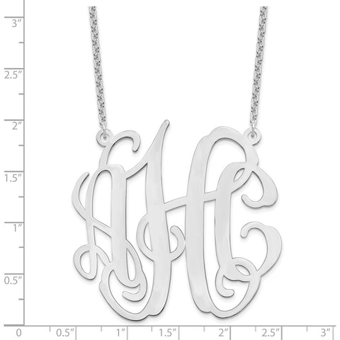 Sterling Silver/Rhodium-plated Extra large Monogram Necklace-WBC-XNA550SS