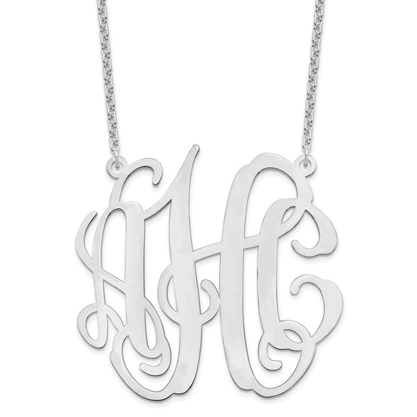 Sterling Silver/Rhodium-plated Extra large Monogram Necklace-WBC-XNA550SS