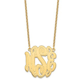 Sterling Silver/Gold-plated Circular Etched Outline Monogram Necklace-WBC-XNA551GP