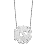 SS/Rhodium-plated Circular Etched Outline Monogram Necklace-WBC-XNA551SS