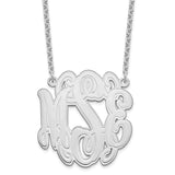 SS/Rhodium-plated Circular Etched Outline Monogram Necklace-WBC-XNA551SS