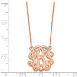 14K Rose Gold Polished Etched Outline Monogram Necklace-WBC-XNA552R