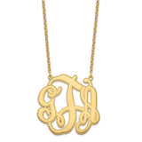 Sterling Silver/Gold-plated Circular Etched Monogram Necklace-WBC-XNA554GP