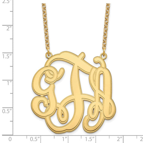 Sterling Silver/Gold-plated Circular Etched Monogram Necklace-WBC-XNA554GP