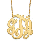 Sterling Silver/Gold-plated Circular Etched Monogram Necklace-WBC-XNA554GP