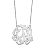 Sterling Silver/Rhodium-plated Circular Etched Monogram Necklace-WBC-XNA554SS