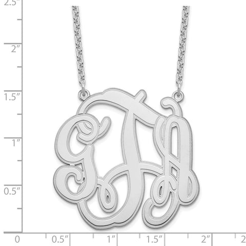 Sterling Silver/Rhodium-plated Circular Etched Monogram Necklace-WBC-XNA554SS