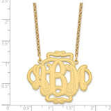 Sterling Silver/Gold-plated Scroll Monogram Necklace-WBC-XNA556GP