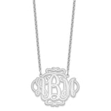 Sterling Silver/Rhodium-plated Scroll Monogram Necklace-WBC-XNA556SS