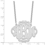 Sterling Silver/Rhodium-plated Scroll Monogram Necklace-WBC-XNA556SS