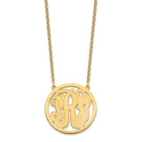 Sterling Silver/Gold-plated Large Etched Monogram Circle Necklace-WBC-XNA565GP