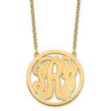 Sterling Silver/Gold-plated Large Etched Monogram Circle Necklace-WBC-XNA565GP