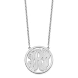 Sterling silver/Rhodium-plated Large Etched Monogram Circle Necklace-WBC-XNA565SS