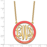 Sterling Silver/Gold-plated Large Epoxied Family Monogram Necklace-WBC-XNA572GP