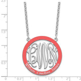 Sterling Silver/Rhodium-plated Large Epoxied Family Monogram Necklace-WBC-XNA572SS