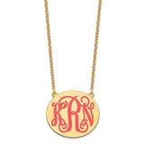 SS/Gold-plated Large Polished Epoxied Letter Circle Monogram Necklace-WBC-XNA585GP