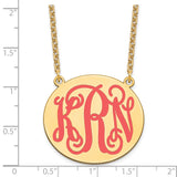 SS/Gold-plated Large Polished Epoxied Letter Circle Monogram Necklace-WBC-XNA585GP