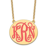 SS/Gold-plated Large Polished Epoxied Letter Circle Monogram Necklace-WBC-XNA585GP