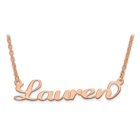 14K Rose Gold Polished Matura Font Name Plate-WBC-XNA634R