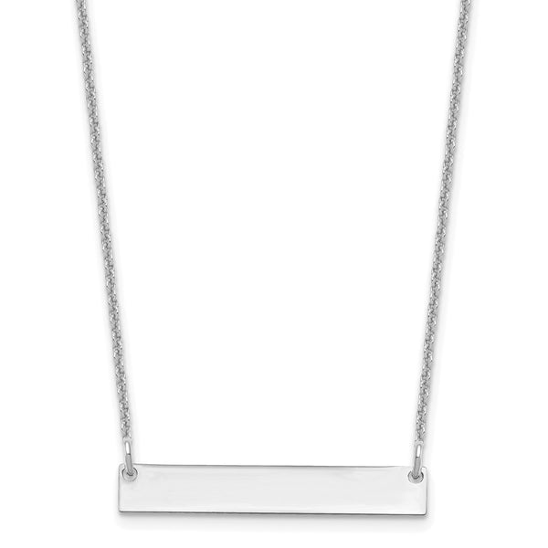 14K White Gold Small Polished Blank Bar Necklace-WBC-XNA637W