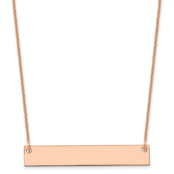 14K Rose Gold Medium Polished Blank Bar Necklace-WBC-XNA638R