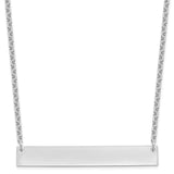 Sterling Silver/Rhodium-plated Large Polished Blank Bar Necklace-WBC-XNA639SS
