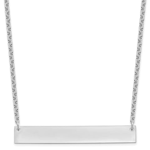 Sterling Silver/Rhodium-plated Large Polished Blank Bar Necklace-WBC-XNA639SS
