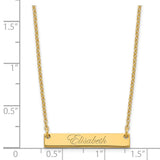 SS/Gold-plated Small Polished Edwardian Script Bar Necklace-WBC-XNA640GP