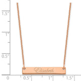 14K Rose Gold Small Polished Edwardian Script Bar Necklace-WBC-XNA640R