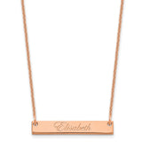 14K Rose Gold Small Polished Edwardian Script Bar Necklace-WBC-XNA640R