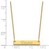 14K Small Polished Edwardian Script Bar Necklace-WBC-XNA640Y