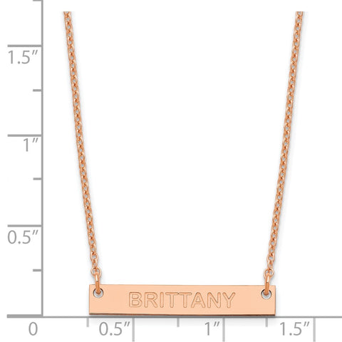 SS/Rose-plated Small Polished Capitalized Arial Rounded Bar Necklace-WBC-XNA643RP