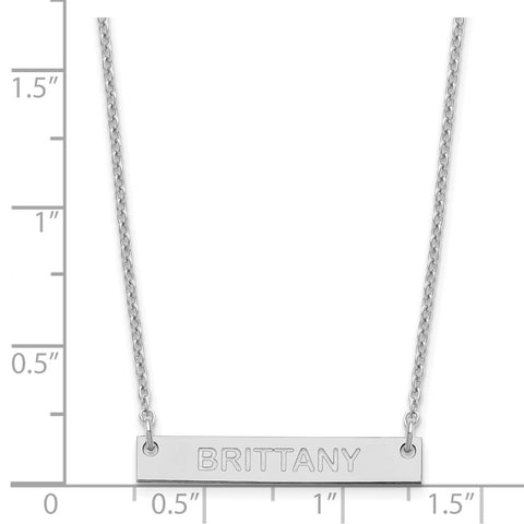 SS/Rhodium-pltd Small Polished Capitalized Arial Rounded Bar Necklace-WBC-XNA643SS