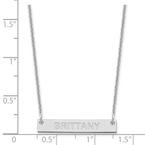 14K White Gold Small Polished Capitalized Arial Rounded Bar Necklace-WBC-XNA643W
