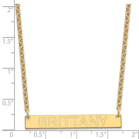 SS/Gold-plated Medium Polished Capitalized Arial Rounded Bar Necklace-WBC-XNA644GP